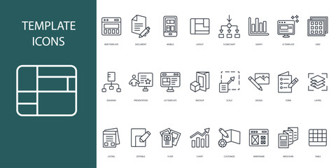 Fototapete - template icon set.vector.Editable stroke.linear style sign for use web design,logo.Symbol illustration.