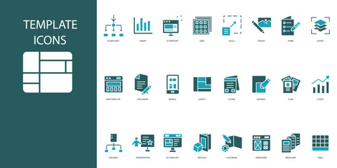 Fototapete - template icon set.vector.Editable stroke.linear style sign for use web design,logo.Symbol illustration.
