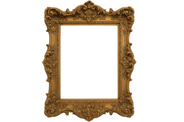 Poster - Empty baroque frame with golden ornate decorations and transparent background, perfect for showcasing artwork or photos