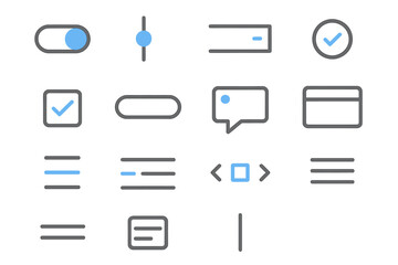 Poster - Glowing neon ui icons on dark background for digital interfaces