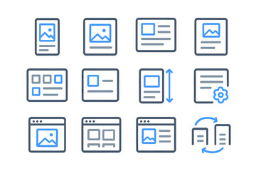 Poster - Website interface design elements with digital icons in grid layout