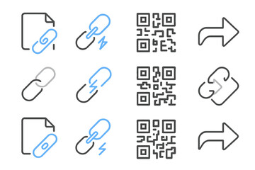 Poster - Digital icons displaying qr codes, links, and file sharing symbols