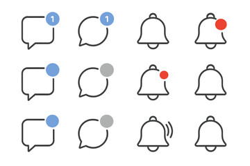 Poster - Notification alert icons with message and bell on dark background