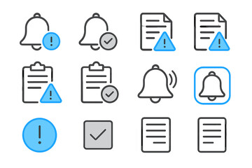 Poster - Notification and alert icons - bell, checkmark, clipboard, document symbols