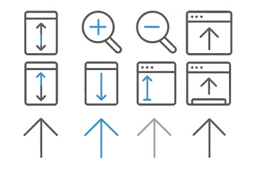 Poster - Simple navigation icons set featuring arrows and magnifiers