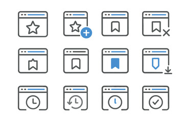 Poster - Browser bookmark icons: star, add, remove, save, clock, download, check