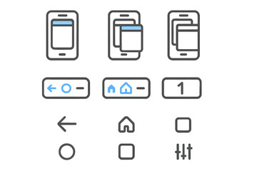 Poster - Minimalist mobile navigation icons on metallic background