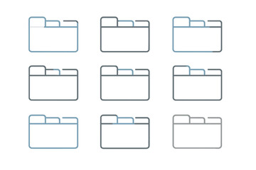 Poster - Abstract blue and gray folder icons on a digital grid background