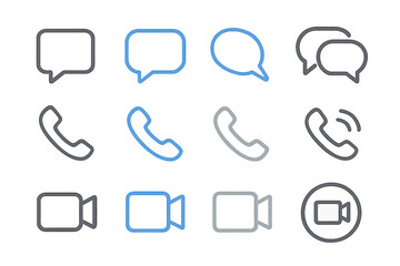 Poster - Digital communication icons featuring phone, message, video elements