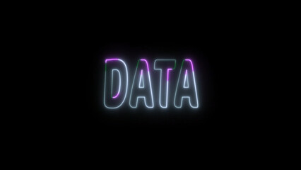 Poster - Neon Data Sign Against Black Backdrop with Subtle Color Accents and Glowing Effect The word