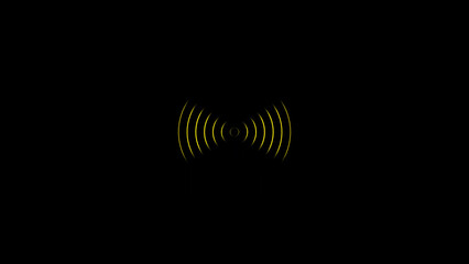 Poster - Golden Signal Waves Radiating Outward on a Black Background Representing Communication or Technology striking image