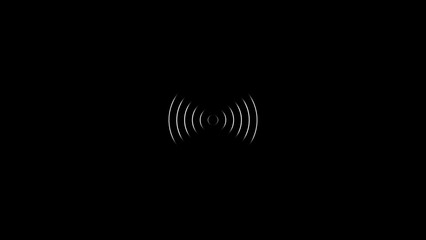 Poster - Minimalist Black Background with Concentric White Rings Emanating from a Central Point Suggesting Sound or Signal