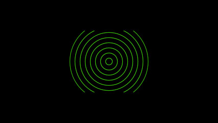 Poster - Neon Green Concentric Circles on Black Background Minimalist Abstract Design with a Modern Aesthetic minimalist