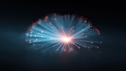 Fototapete - Abstract Light Burst with Blue and Orange Particles in Dark Space