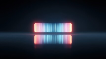 Fototapete - Colorful Neon Barcode with Reflection on Dark Background