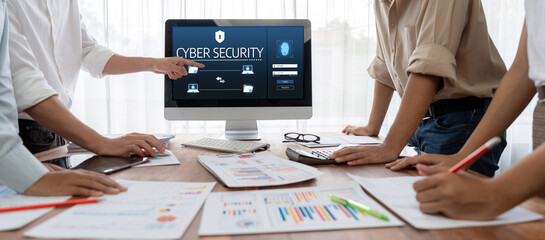 Aufkleber - Cyber security system on computer screen protect private information brisk from hacker and cyber attack