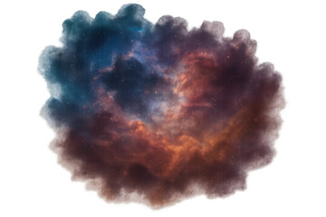 Poster - Nebula cloud with colorful smoke and stars exploding in the universe, with transparent background, ideal for compositing