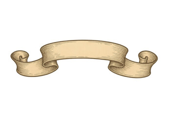Aufkleber - Vintage-style engraved scroll ribbon banner, transparent background lending classic elegance to graphic design projects