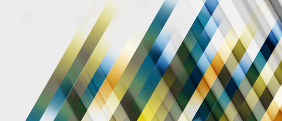 Fototapete - Abstract geometric white and blue, green and yellow color background 