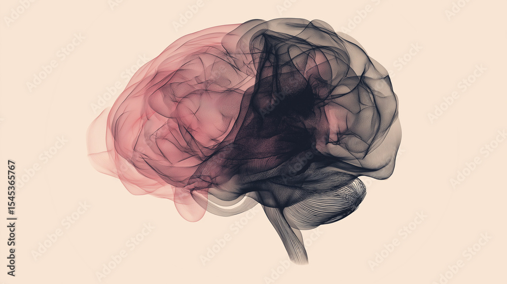 Ilustración de Stock messy brain one line drawing. mental health single ...