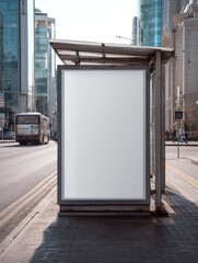 Poster - Mockup poster city box. Template poster advertising citylight. City format board, urban style, billboard in city. Mockup poster, city light box, street billboard, citylight. Realistic style photo