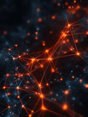 Poster - Network, Connections, Glowing, Dots, Lines, Nodes, Digital, Technology, Futuristic, Web, Internet, Data, Information, Cyberspace, Abstract, Background, Neon, Bright, Dark, Contrast, Modern, Innovativ