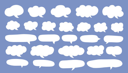 Poster - Set of vector speech bubble labels. Retro color special offer design elements, chat emblem, black callout