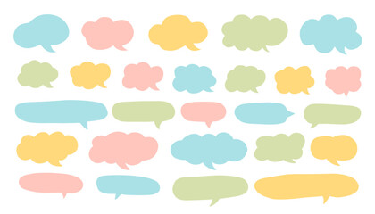 Poster - Set of vector speech bubble labels. Retro color special offer design elements, chat emblem, black callout