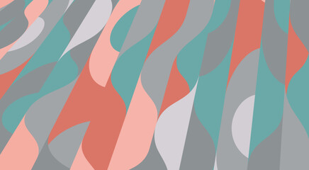 Leinwandbilder - Stylized abstract waves in soft pastel colors. Including coral, teal and gray. Use for various creative applications, wallpapers and digital backgrounds.