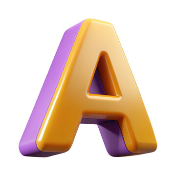 3d rendered letter a orange and purple isolated on transparent background