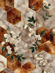 Poster - minimalist design table background illustration modern vintage, abstract geometric, floral marble minimalist design table background