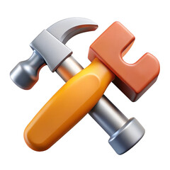 Aufkleber - 3d render of crossed hammers tool icon isolated on transparent background