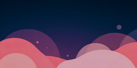 Leinwandbilder - Abstract background with rounded shapes in shades of pink purple and dark blue gradient sky
