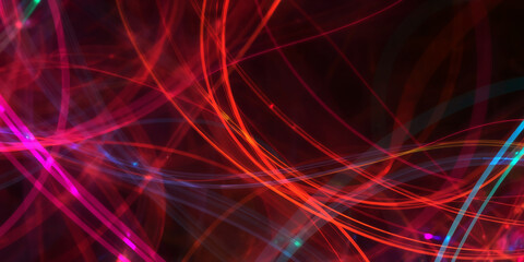 Leinwandbilder - Abstract image showing red, pink, and blue light streaks against a dark background with blur effect