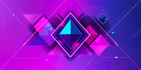 Poster - Abstract background featuring vibrant geometric shapes in shades of purple and blue hues