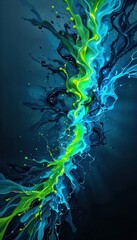 Leinwandbilder - Vibrant abstract design for mobile backgrounds featuring blue and green fluid colors
