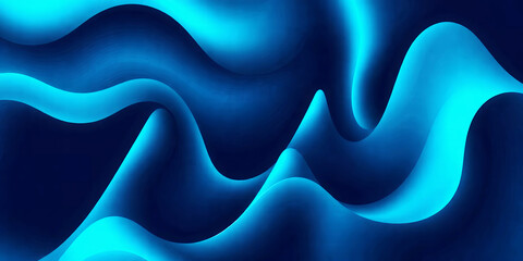 Poster - Abstract blue waves with light and shadow creating a dynamic and flowing composition design
