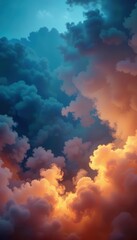 Poster - Colorful cloud formations with a dramatic sunset backdrop for mobile displays