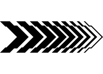 Poster - Black striped arrow on a white background. Speed ​​pattern. Sport design element. Vector background from lines with place for text. Direction indicator