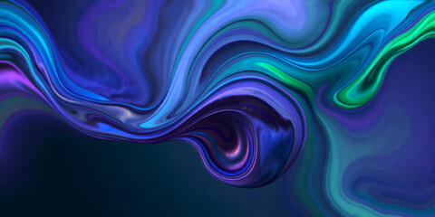 Poster - Abstract swirls of blue purple and green paint creating a fluid and dynamic composition