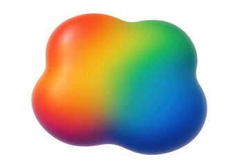 Poster - Colorful abstract blob floating smoothly, featuring rainbow gradient blending seamlessly on transparent background with dynamic visual effect
