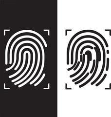 Poster - Stylized Fingerprint Biometric Data Scan Security Identification Authentication Technologies Digital Fingerprints and a Contrast of a Real Fingerprint