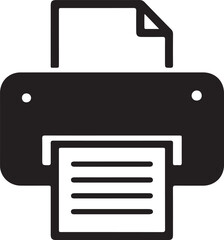 Poster - Black and White Printer Icon Depicting Device Printing Paper Featuring Document Top Right Corner Folded, Creating Visual Symbol for Printing