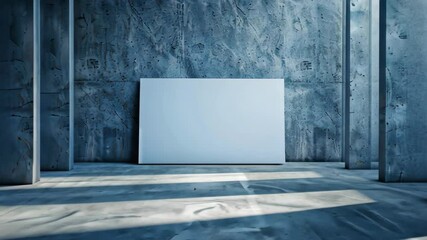 Fototapete - Aesthetic Canvas in Concrete: An artistic canvas takes center stage within a modern, concrete architectural setting, playing with shadows.