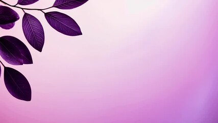 Poster - Purple Leaves and Soft Gradient: A close-up view of purple leaves gracefully arranged in the upper left corner, accompanied by a soft, dreamlike gradient background.