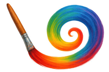 Leinwandbilder - Rainbow spiral being painted with a brushstroke on a transparent background, representing creativity and imagination