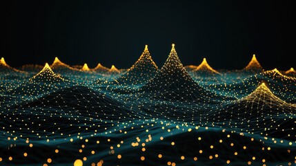Poster - Dynamic digital landscape visualization virtual environment 3d graphics futuristic concept abstract design