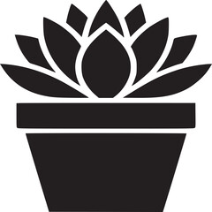 Wall Mural - A minimalist black silhouette of a succulent plant in a pot on a white background vector graphic art