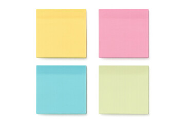 Fototapete - Four colorful sticky notes forming a square on a transparent background, ready for your message