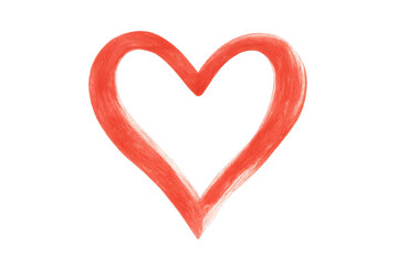 Poster - Hand-drawn heart shape with living coral paint on transparent background, ideal for valentine's day or romantic projects